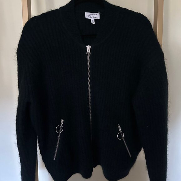 & Other Stories Zipper Wool Bomber Sweater Cardigan in green, size medium - Picture 3 of 6